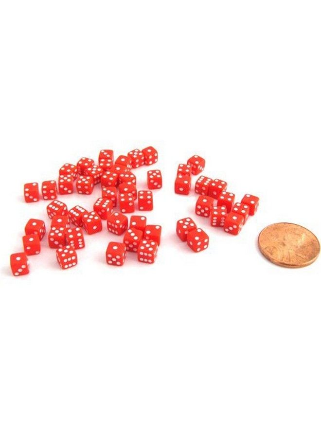 Koplow Games 50 نرد صغير أحمر سداسي الأوجه D6 بحجم 5 مم (0.197 بوصة) - Image 1