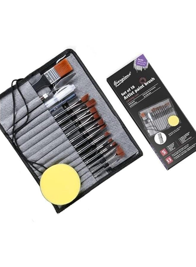 TRASSLE Paint Brush Set 18Pcs Artist Paint Drawing Painting Watercolor Brush Painting Brush, Multi-Purpose Nylon Wool Watercolor Brush 18 Sets Of Acrylic Brush Canvas Painting Bag Painting Material - Image 1