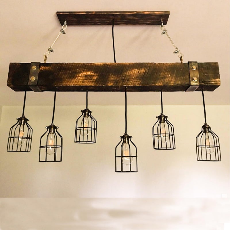 XIDING Pack of 2 Industrial Adjustable Light Fixture Lamp Guard, XIDING DIY Metal Wire Cage Light Fixture Lamp Cage Guard, Upgrade Black Hanging Pendant Light Bulb Cage - Image 4