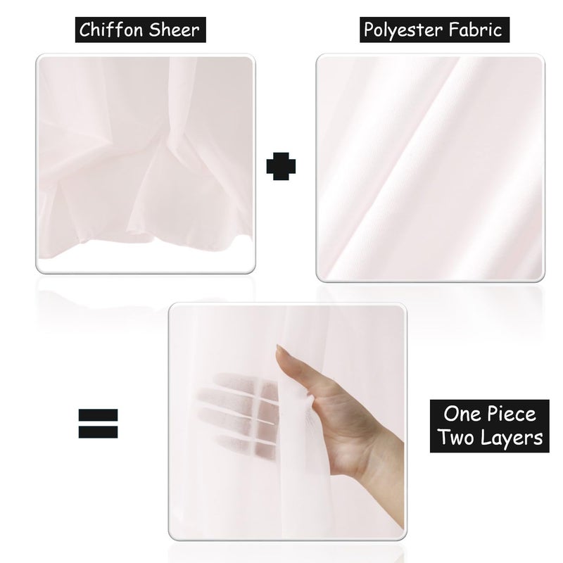 King Mills Two Layers Backdrop Made with One Piece Chiffon Tulle & Polyester. Use as Extra Wide Semi-Blackout Curtains, Stage Curtains or Garage Divider Curtain. White, 20x8FT - Image 3
