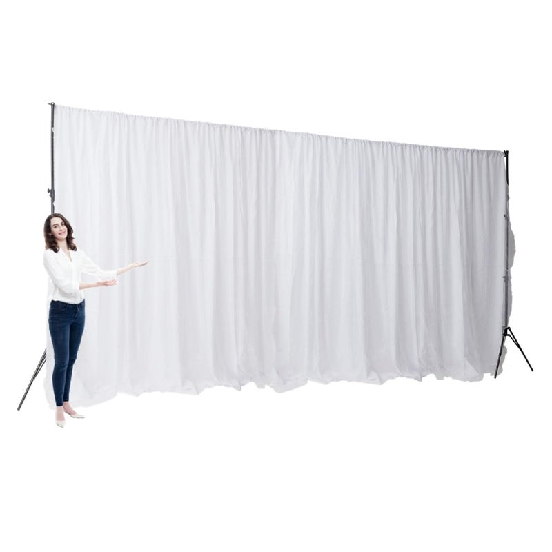 King Mills Two Layers Backdrop Made with One Piece Chiffon Tulle & Polyester. Use as Extra Wide Semi-Blackout Curtains, Stage Curtains or Garage Divider Curtain. White, 20x8FT - Image 1