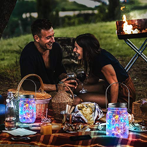 Epyz Solar Light Outdoor Waterproof Mason Hanging Jar Fairy String Lights for Patio, Garden, Yard and Lawn [ Glass, Pack of 2, Multicolour, 20LED ] - Image 4