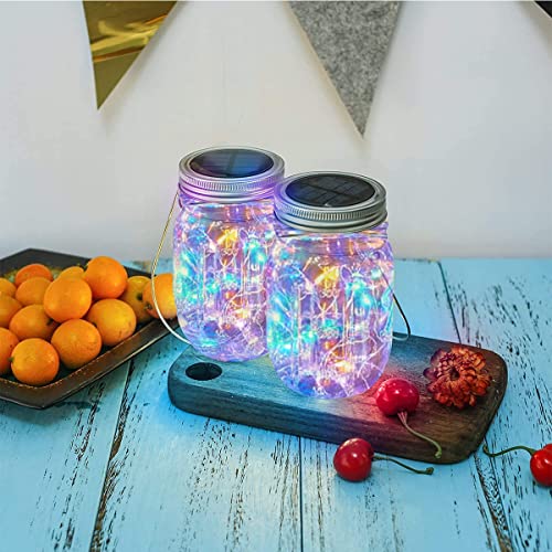 Epyz Solar Light Outdoor Waterproof Mason Hanging Jar Fairy String Lights for Patio, Garden, Yard and Lawn [ Glass, Pack of 2, Multicolour, 20LED ] - Image 2