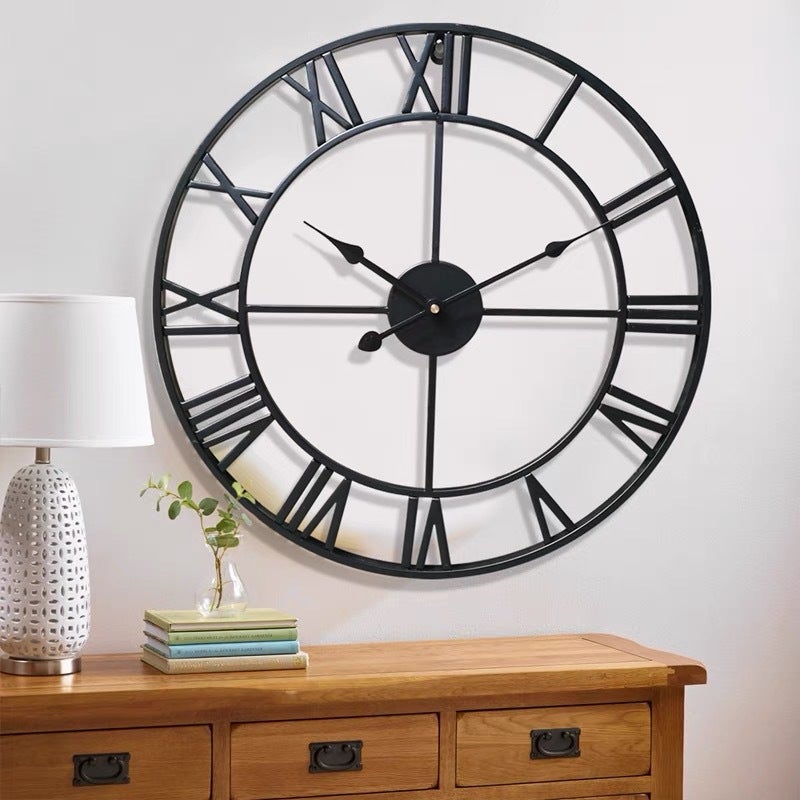 Home Watch Vintage Living Room Iron Wall Clock Nordic Decorative Clock Sale Rome Mute Clock Manufacturers - Image 2