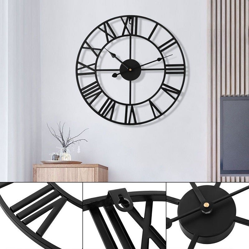 Home Watch Vintage Living Room Iron Wall Clock Nordic Decorative Clock Sale Rome Mute Clock Manufacturers - Image 3
