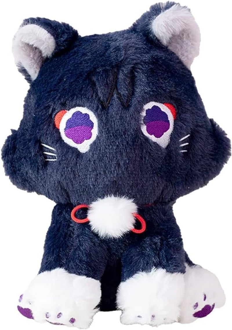 XIAOHONG Genshin Impact Scaramouche Cat Plush Toy, 22 x 15 cm/8.66 x 5.90 inches, White-and-black, Unisex, 3+ Years - Image 1