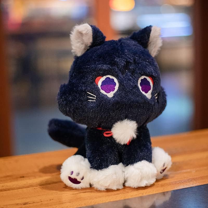XIAOHONG Genshin Impact Scaramouche Cat Plush Toy, 22 x 15 cm/8.66 x 5.90 inches, White-and-black, Unisex, 3+ Years - Image 2