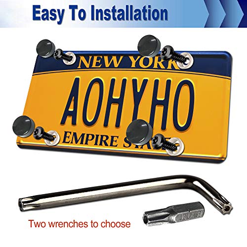 AOOTF Black Anti Theft License Plate Screws - Stainless Steel Mounting Hardware Kit for Front/Rear, M6 Security Screws, Caps, Plug-in Fasteners, Rattle Proof Pads - Image 4