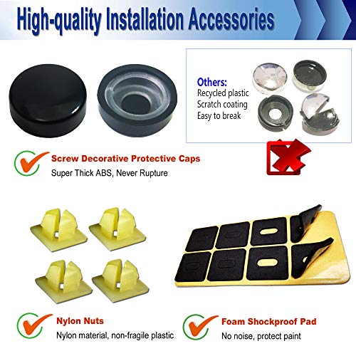 AOOTF Black Anti Theft License Plate Screws - Stainless Steel Mounting Hardware Kit for Front/Rear, M6 Security Screws, Caps, Plug-in Fasteners, Rattle Proof Pads - Image 5