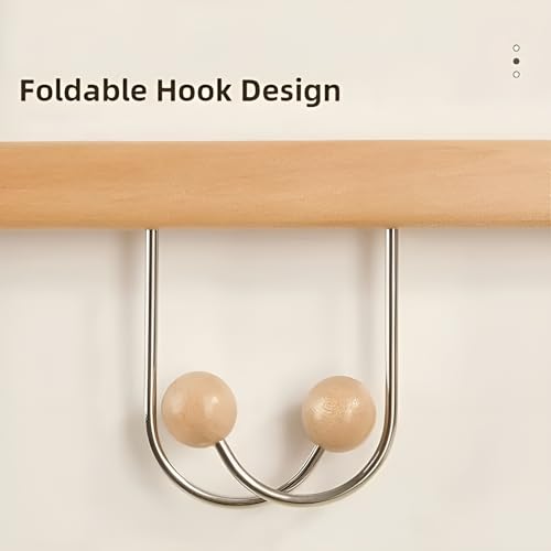 AARUX Wooden Door Mounted Clothes Hanger with 6 Hooks, Over The Door Hook Rack for Coats, Towels, Hats & Bags, Heavy Duty Wood & Metal Organizer for Bedroom, Bathroom, Closet – No Drill Installation - Image 3