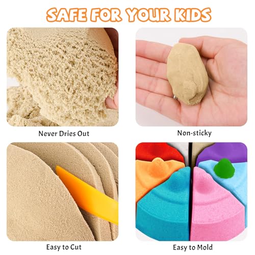 NiToy FlexiSand 11 Lbs Fun Sand for Kids Safe NonToxic EcoFriendly Molding Sand for Stress ReliefSkill DevelopmentEasytoShape MessFree Formula Enhances ImaginationCreativity Original Color - Image 5