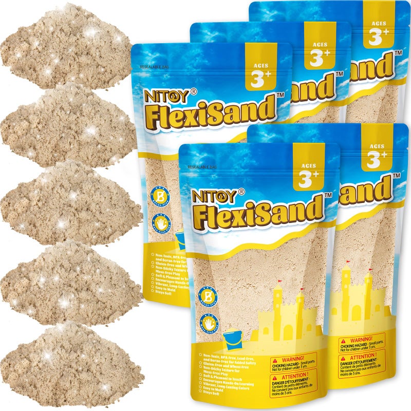 NiToy FlexiSand 11 Lbs Fun Sand for Kids Safe NonToxic EcoFriendly Molding Sand for Stress ReliefSkill DevelopmentEasytoShape MessFree Formula Enhances ImaginationCreativity Original Color - Image 3