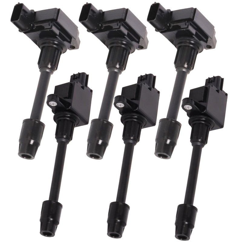 GP POWER Front and Rear Ignition Coil Packs Set of 6 Compatible With Infiniti I30 Nissan Maxima 30L V6 VQ30 A33 Replacement For 224482Y006 224482Y001 UF332 UF348