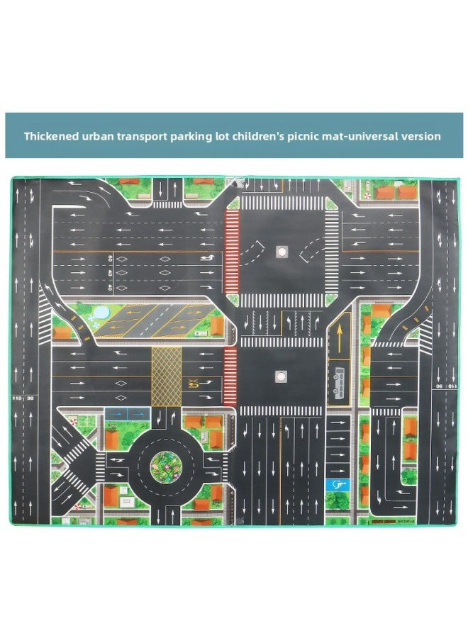 ألعاب الأطفال 11 ساحة انتظار مرورية إنجليزية سميكة في الأماكن المغلقة والخارجية، سجادة لعب السيارة في الهواء الطلق - اللون: نسخة تعليمية سميكة 130*100، سجادة نزهة في ساحة انتظار السيارات (الإنجليزية LH005C) - Image 1