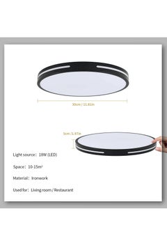 كوملي ضوء السقف LED ، مصابيح LED أضواء السقف المستديرة الحديثة البسيطة ، القطر الأسود  - Image 2
