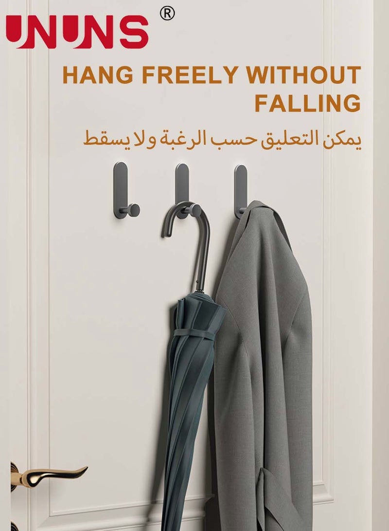 UNUNS 6-Piece Self Adhesive Hook,Gun Grey Towel Hooks Stick On Bathroom Or Kitchen,Space Aluminum,Wall Hooks Self Adhesive Hooks - Image 2