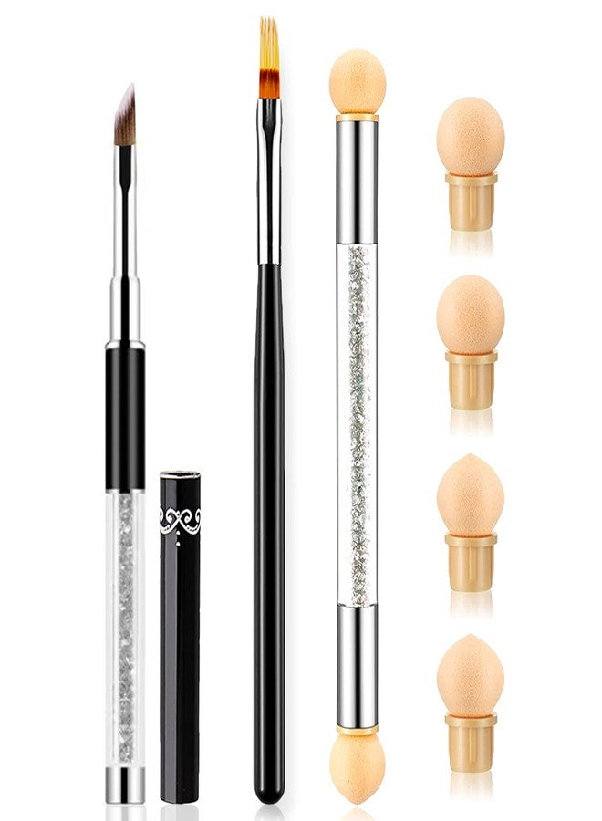 SILPECWEE 3Pcs Ombre Nail Brush Set Acrylic Nail Brushes Nail Gradient Sponges With 4pcs Replaceable Sponge Head Manicure Tools - Image 1