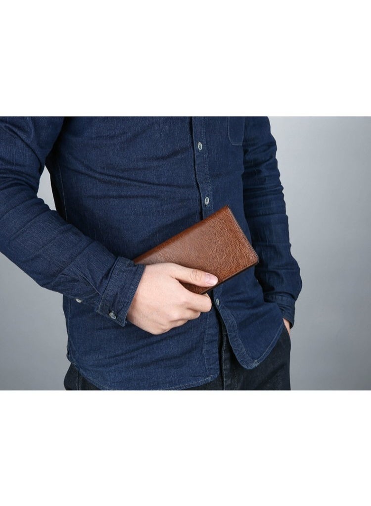 جيب محفظة جيب طويلة للرجال مزودة بخاصية حجب تحديد الهوية بموجات الراديو - محفظة مضادة للسرقة بفتحات متعددة للبطاقات مع حامل لرخصة القيادة، مصنوعة من نسيج مزيج القطن، وحقيبة كلاتش خفيفة الوزن كاجوال للرجال - Image 5