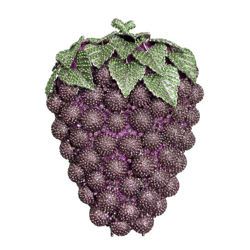Carefully Selected Grapestonebag Grape-Shaped Diamond-Encrusted Hollow Metal Full-Diamond Clutch Women'S Dress Bag Trend - Image 5