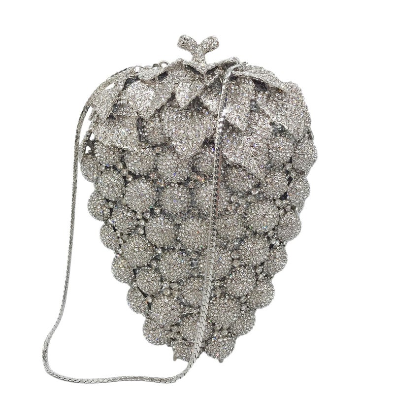 Carefully Selected Grapestonebag Grape-Shaped Diamond-Encrusted Hollow Metal Full-Diamond Clutch Women'S Dress Bag Trend - Image 3