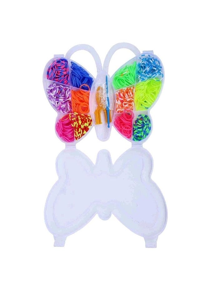 Prescent Multicolor Loom Rubber Band Kit 8 Colors Band with Butterfly Design Case for DIY, Craft, Jewellery Making and Much More - Image 2