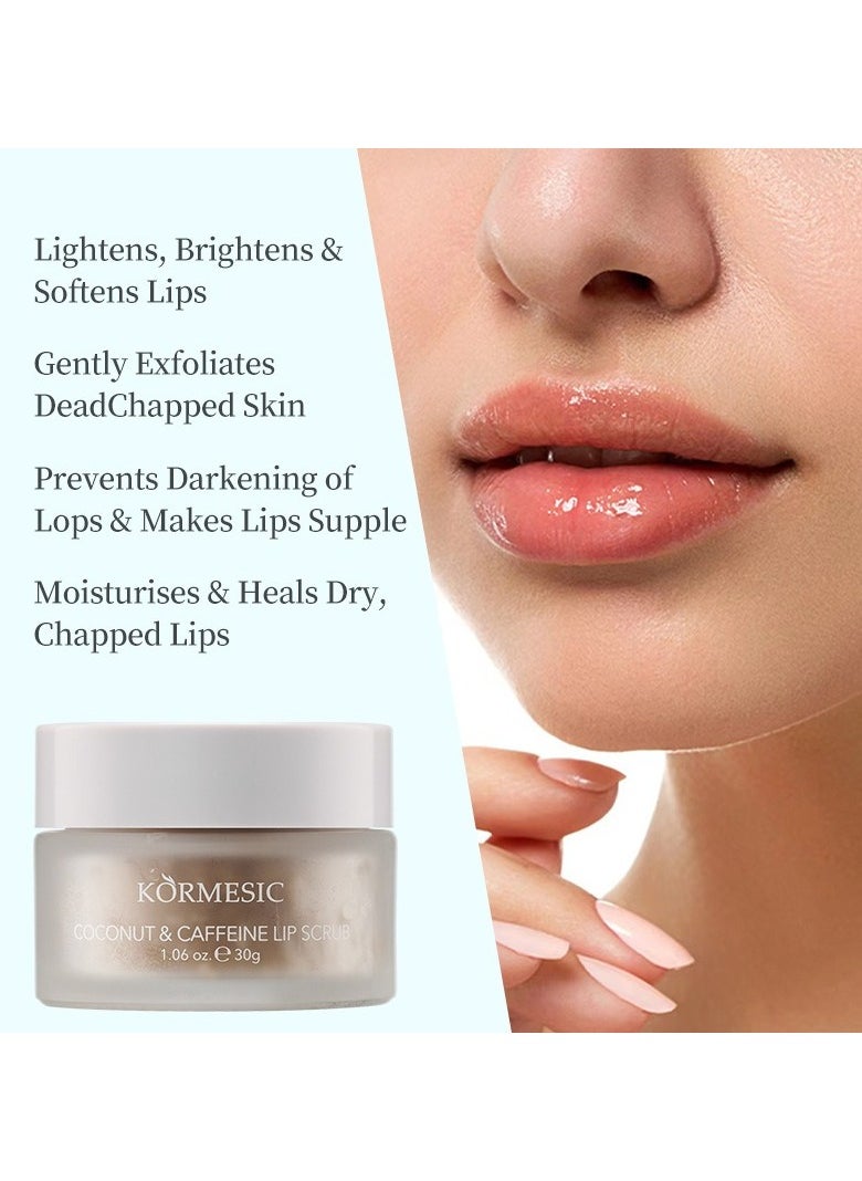 Kormesic - 2-in-1 Lip Scrub Set - Coconut Caffeine & Brown Sugar Shea Butter 30g Each - Image 1