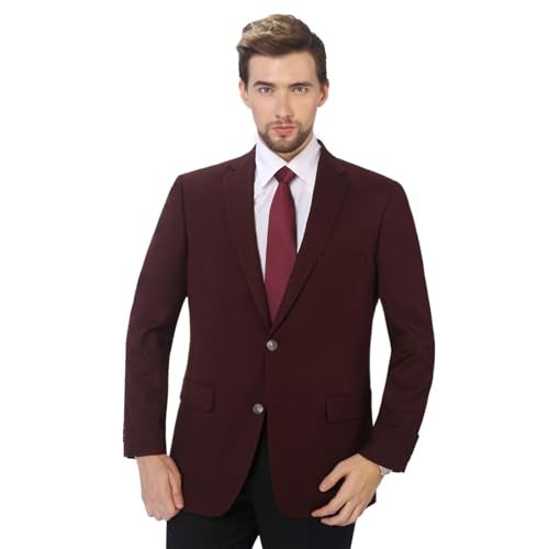 PL Mens Classic Fit Blazer Elegant Suit Jacket Stretch Sport Coat for Business Daily Wear Regular and Big Tall Sizes Burgundy