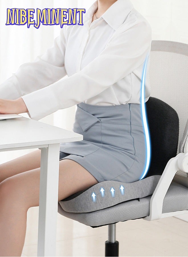 NIBEMINENT Lumbar Support Pillow Seat Cushion for Office Chair Pressure Relief Sciatica & Tailbone Pain Relief Memory Foam Firm Coccyx Pad for Long Sitting, for Office Chair, Gaming Chair and Car Seat Grey - Image 3