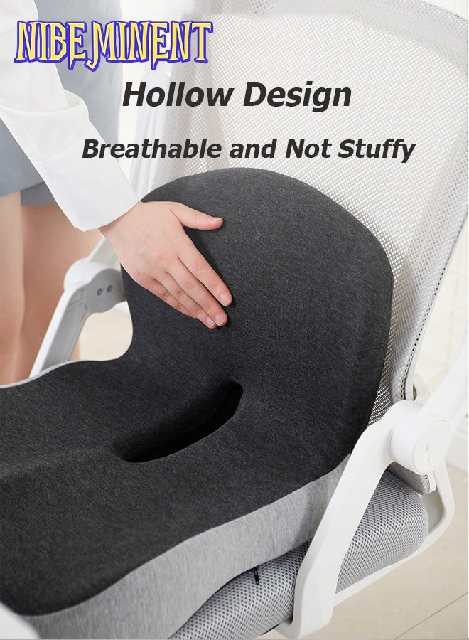 NIBEMINENT Lumbar Support Pillow Seat Cushion for Office Chair Pressure Relief Sciatica & Tailbone Pain Relief Memory Foam Firm Coccyx Pad for Long Sitting, for Office Chair, Gaming Chair and Car Seat Grey - Image 4