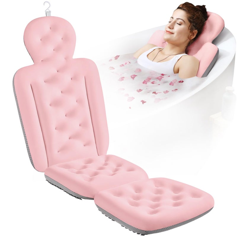 VOXOR Full Body Bath Pillow for Bathtub Thick Bathtub Cushion Luxury Tub Pillow for Bath for Headrest Neck and Back Support Pink 56 x 16 - Image 2