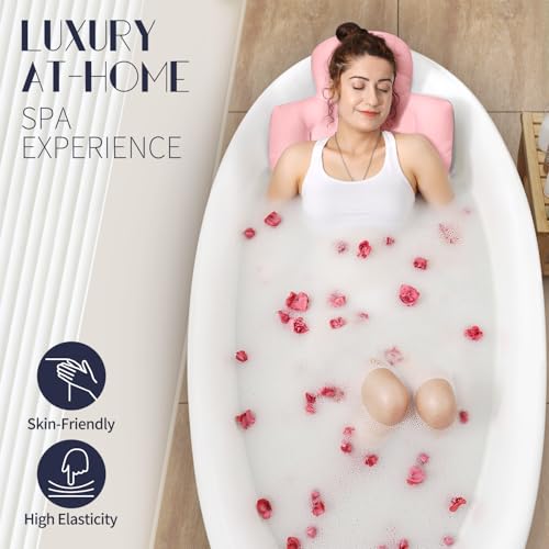 VOXOR Full Body Bath Pillow for Bathtub Thick Bathtub Cushion Luxury Tub Pillow for Bath for Headrest Neck and Back Support Pink 56 x 16 - Image 3