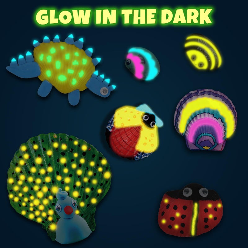 Nicmore Kids Sea Shell Art & Crafts: Glow in The Darkness Painting Kits Crafts for Age 4-6 4-8 8-12 Gift for Boys Girls Art Supplies Activities Toy Gifts for 3 4 5 6 7 8 9 10 11 12 Year Old - Image 2