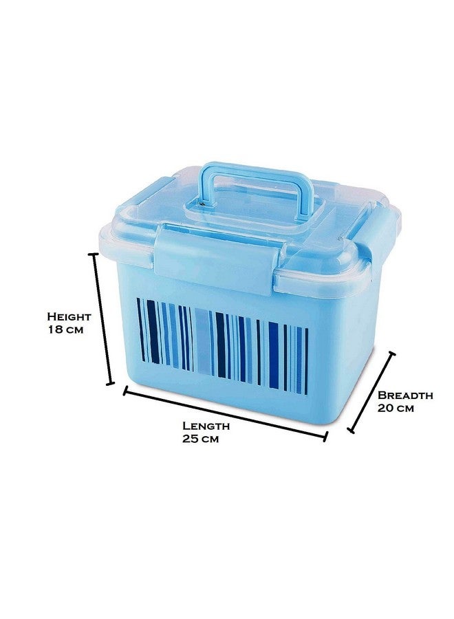 aaKaR Big Storage Medical First Aid Box, Multi Purpose Box, Multi Utility Storage Medicine Dispenser with Handle (Blue, 25x20x18 Cm), Rectangular, Plastic - Image 2