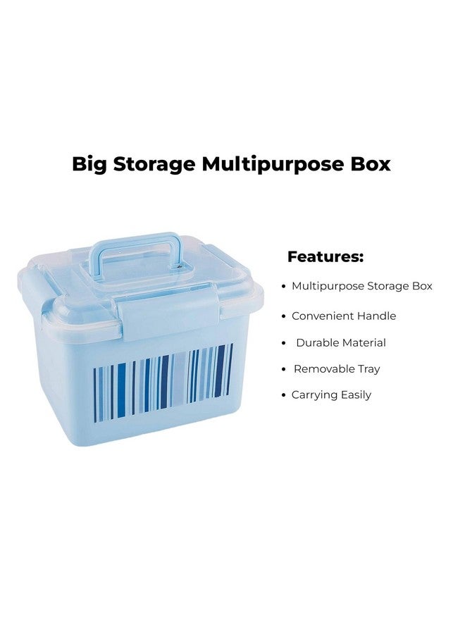 aaKaR Big Storage Medical First Aid Box, Multi Purpose Box, Multi Utility Storage Medicine Dispenser with Handle (Blue, 25x20x18 Cm), Rectangular, Plastic - Image 4