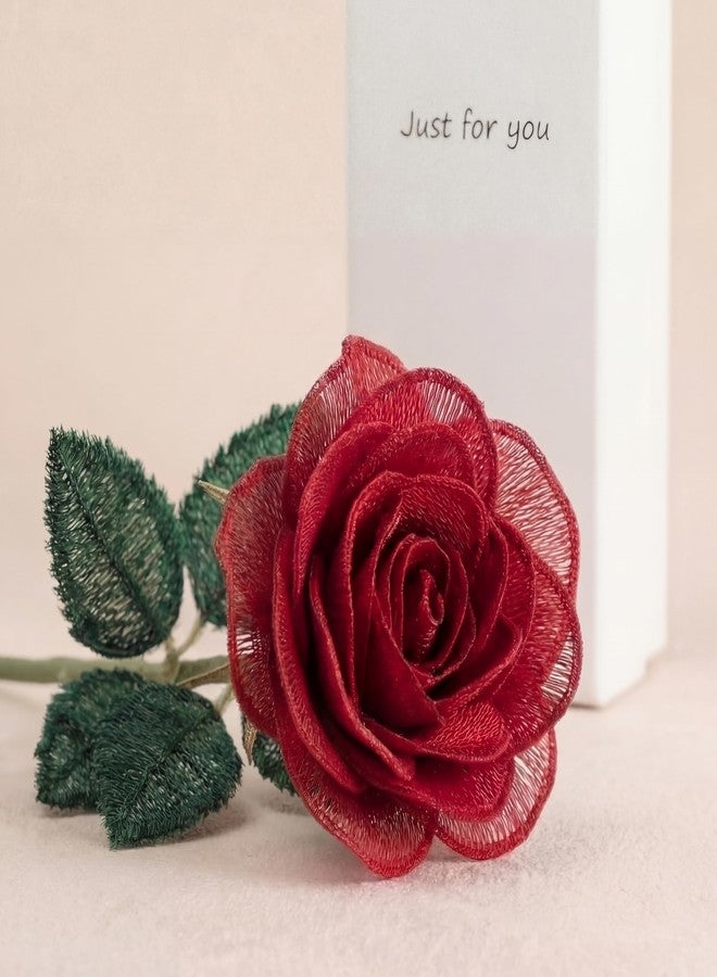 Maysing Mother's Day Red Handmade Lace Flower 13 Year for Her 11.81 Inches Lace for Wedding Birthday - Image 1