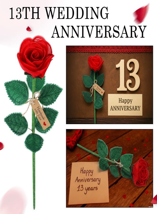 Maysing Mother's Day Red Handmade Lace Flower 13 Year for Her 11.81 Inches Lace for Wedding Birthday - Image 4