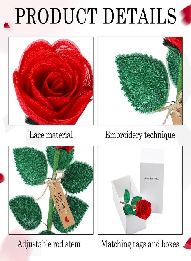 Maysing Mother's Day Red Handmade Lace Flower 13 Year for Her 11.81 Inches Lace for Wedding Birthday - Image 3