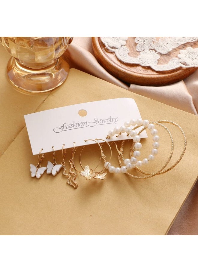 YouBella YouBella Jewellery Gold Plated Combo Of 5 Hoop Earrings For Girls And Women (Gold) (Ybear_32945), Medium  - Image 2