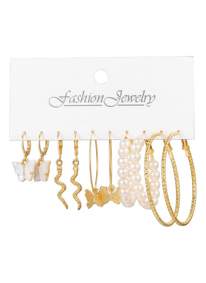 YouBella YouBella Jewellery Gold Plated Combo Of 5 Hoop Earrings For Girls And Women (Gold) (Ybear_32945), Medium  - Image 5