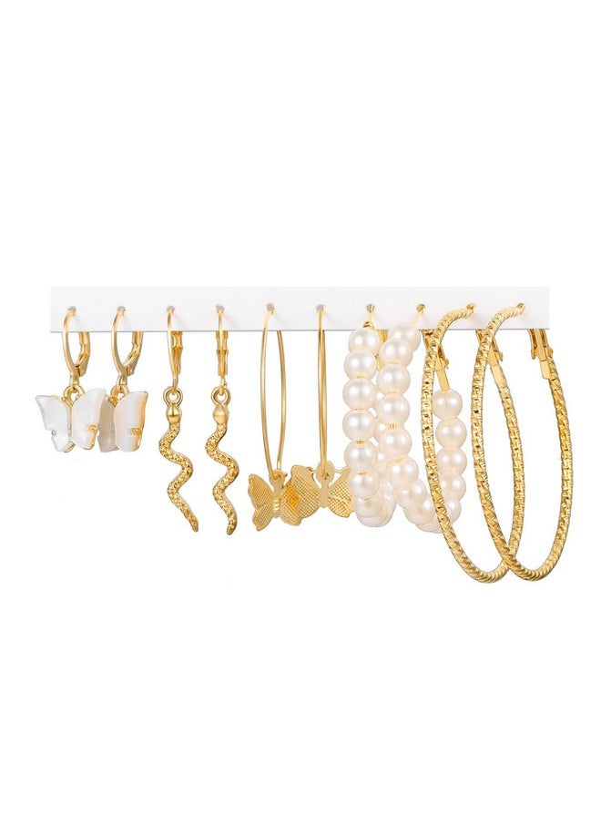 YouBella YouBella Jewellery Gold Plated Combo Of 5 Hoop Earrings For Girls And Women (Gold) (Ybear_32945), Medium  - Image 1