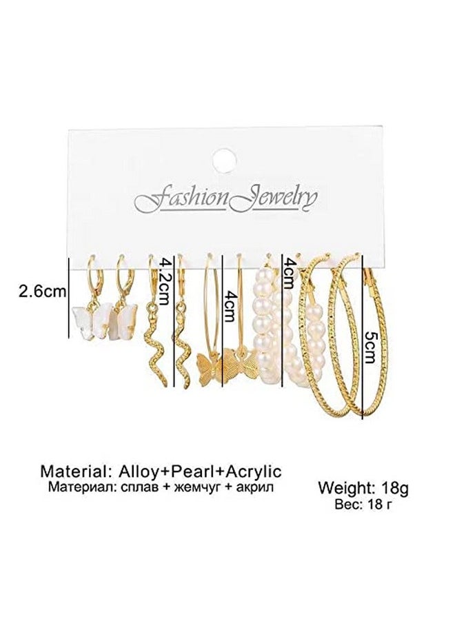 YouBella YouBella Jewellery Gold Plated Combo Of 5 Hoop Earrings For Girls And Women (Gold) (Ybear_32945), Medium  - Image 3