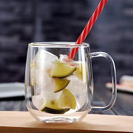 DARKZONE Glass Coffee Mugs Set of 2Double Wall Insulated Mug Set with HandleClear Glass Espresso Mugs for LatteCappuccinoTea BagHot and Cold Beverages250ml - Image 1