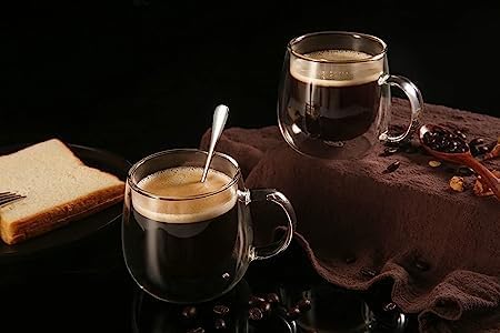 DARKZONE Glass Coffee Mugs Set of 2Double Wall Insulated Mug Set with HandleClear Glass Espresso Mugs for LatteCappuccinoTea BagHot and Cold Beverages250ml - Image 5