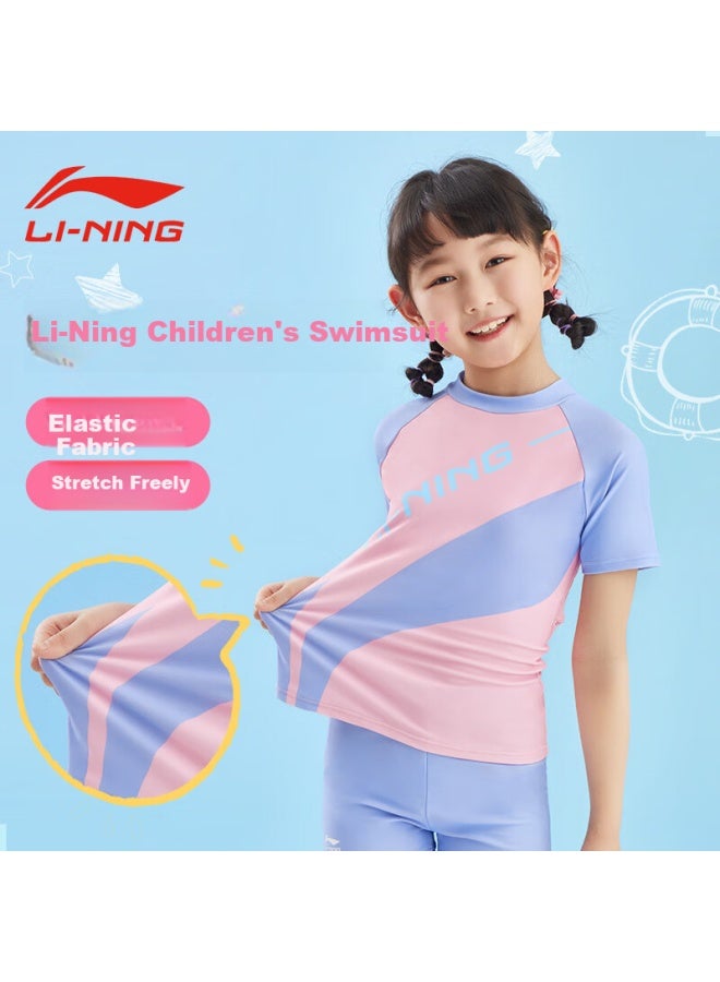 Li-ning Kids Swimwear Girls Boys Children Professional Swimsuit New Quick Dry Split Suit 806-003 - Image 1
