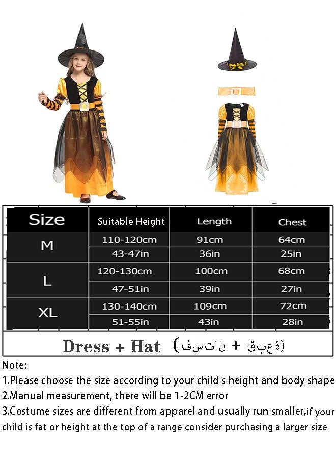 GoldenLike Girls Witch Costume,Kids Halloween Costume,Halloween Witch Costume for Girls,Girls Witch Dress with Hat,Witch Cosplay Dress Up Outfit,Girls Witch Costume Set for Fancy Dress Partie(XL) - Image 3