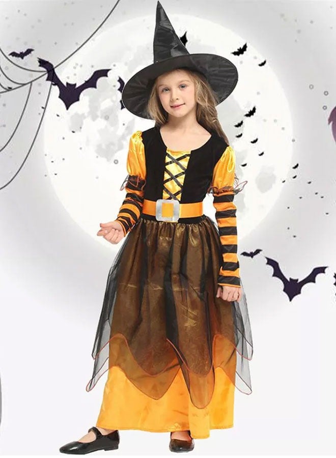 GoldenLike Girls Witch Costume,Kids Halloween Costume,Halloween Witch Costume for Girls,Girls Witch Dress with Hat,Witch Cosplay Dress Up Outfit,Girls Witch Costume Set for Fancy Dress Partie(XL) - Image 5