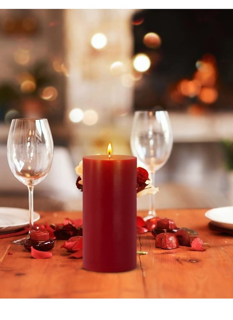 Lukadah Red Pillar Candles, Unscented Dripless Large Wax - 70 Hour Burn Time(Pack of 3)  - Image 2