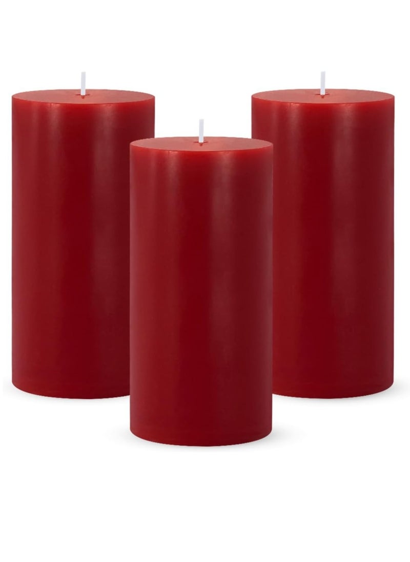 Lukadah Red Pillar Candles, Unscented Dripless Large Wax - 70 Hour Burn Time(Pack of 3)  - Image 1