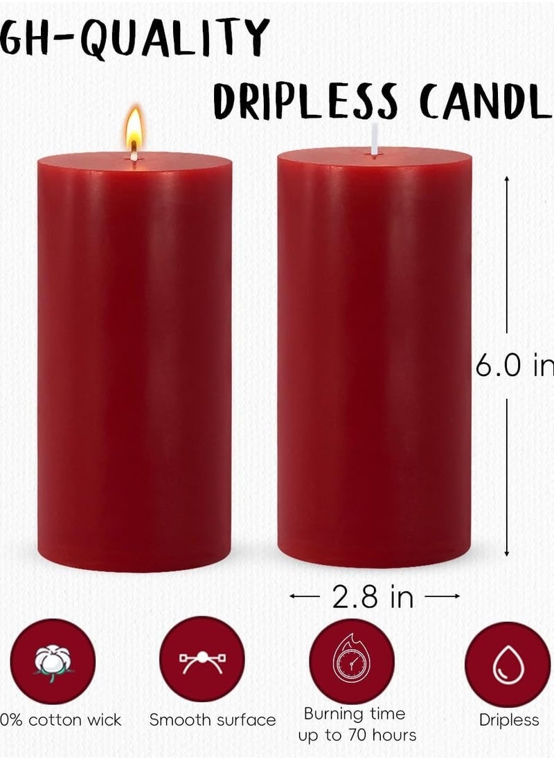 Lukadah Red Pillar Candles, Unscented Dripless Large Wax - 70 Hour Burn Time(Pack of 3)  - Image 4