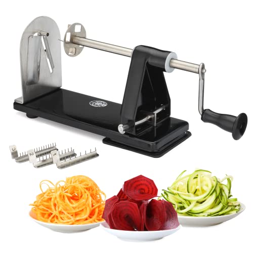 ICO 4-Blade Spiralizer Vegetable Slicer and Curly Fries Maker, Stronger than all Plastic Spiralizers with 3 Interchangeable Blades and 1 Built-In, Black - Image 1